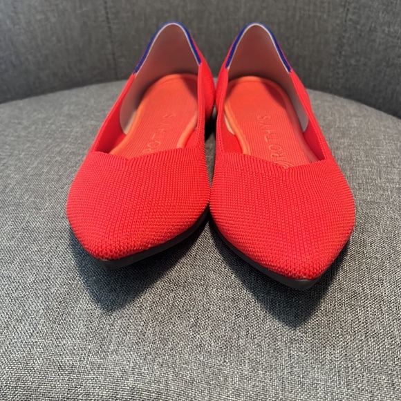 Rothy’s The Point Flame Red Orange Vibrant Bright Solid Color Flats - Picture 5 of 8